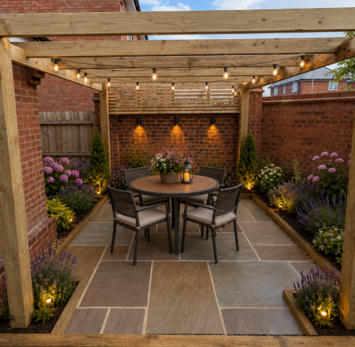 Autumn Brown Indian sandstone patio