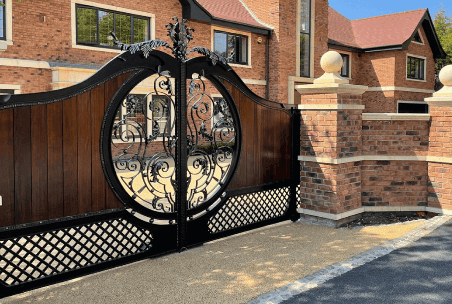 Iron and timber driveway gates